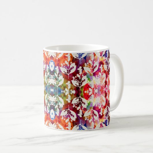 抽象的な植物の葉 コーヒーマグカップ (正面右)