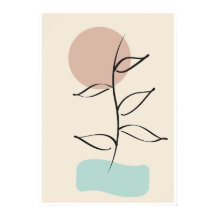 抽象的な植物画の壁アート - ミニマルラインアート