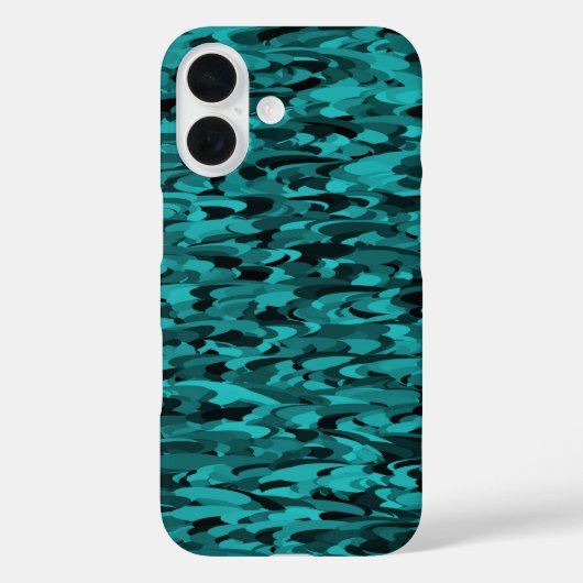抽象的な模様のターコイズブルーとブラック Case-Mate iPhoneケース (裏面)
