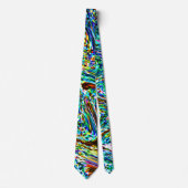 抽象的な模様のターコイズ マルチカラー カラフルで明るい ネクタイ (正面)