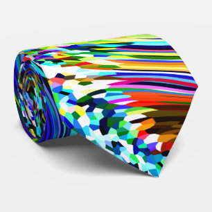 抽象的な模様のターコイズ マルチカラー カラフルで明るい ネクタイ