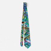 抽象的な模様のターコイズ マルチカラー カラフルで明るい ネクタイ (裏面)
