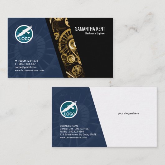 抽象的な機械ギアエンジニアの名刺 名刺 (正面/裏面)