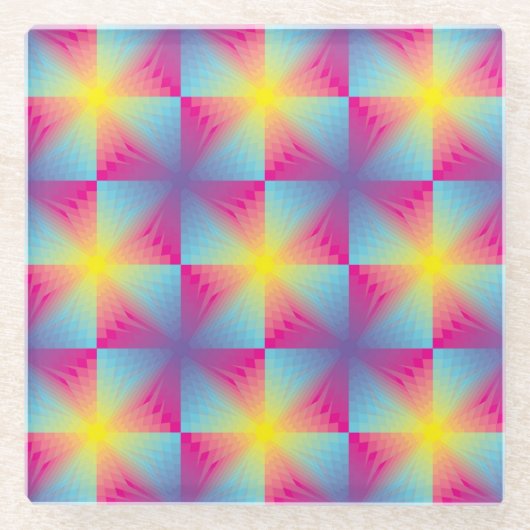 抽象的な正方形のベクトルモザイク ガラスコースター (正面)