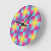 抽象的な正方形のベクトルモザイク ラウンド壁時計 (傾斜)