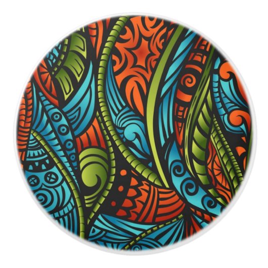 抽象的な民族の壁紙 セラミックノブ (正面)