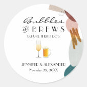 抽象的な水の色の泡とブロー ラウンドシール (正面)