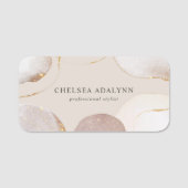 抽象的な水彩のきらきらと輝くラグジュアリー ローズゴールド 名札 (正面)