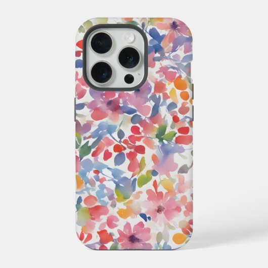 抽象的な水彩のゆるい花 iPhoneケース (裏面)