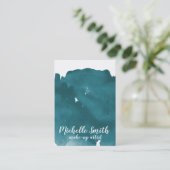 抽象的な水彩のターコイズ色のスパッシュ、筆の跡 名刺 (スタンド正面)