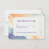 抽象的な水彩の出欠確認 招待状 (正面)