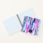 抽象的な水彩の垂れ込み 青 ターコイズ ピンク ノートブック (内部)