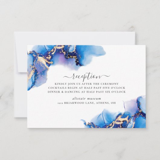 抽象的な水彩の披露宴カード 招待状 (正面)