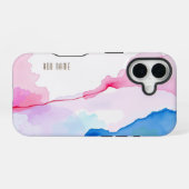 抽象的な水彩の流れ iPhone 16ケース (裏面横)