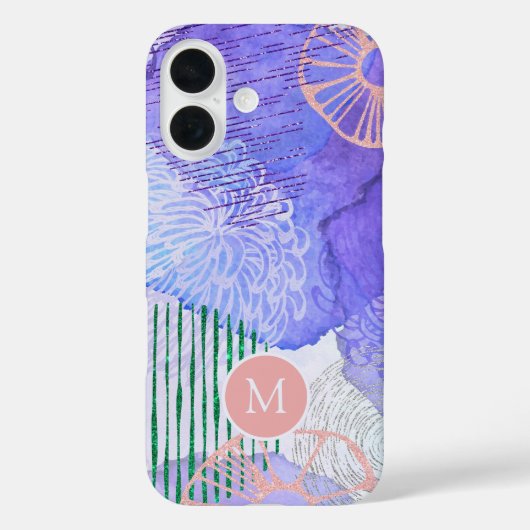 抽象的な水彩の海洋植物アートモノグラム Case-Mate iPhoneケース (裏面)