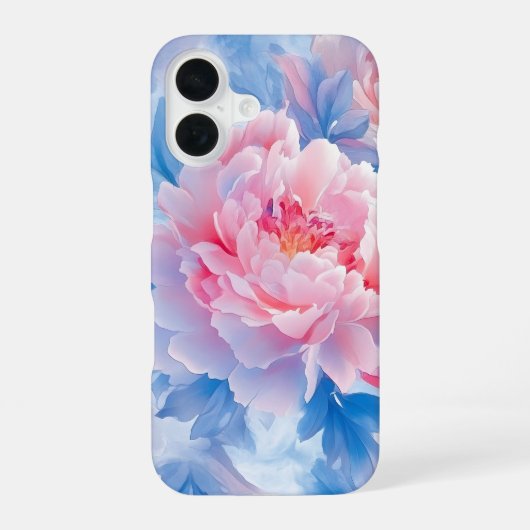 抽象的な水彩の芍薬の花 iPhone 16ケース (裏面)