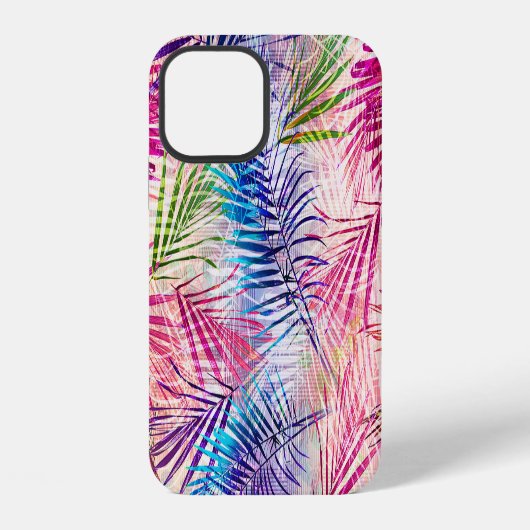抽象的な水彩の葉の全面パターン iPhoneケース (裏面)