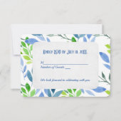 抽象的な水彩の葉の返信 招待状 (正面)