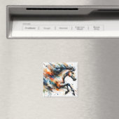 抽象的な水彩の走る馬 マグネット (インサイチュ (食洗機))