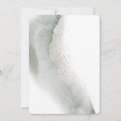 抽象的な水彩グリーンの筆跡とゴールド 招待状 (裏面)