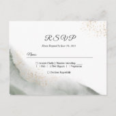 抽象的な水彩グリーンブラシストロークとゴールド インビテーションポストカード (正面)