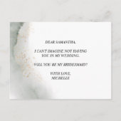 抽象的な水彩グリーンブラシストロークとゴールド インビテーションポストカード (裏面)