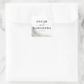 抽象的な水彩グリーンブラシストロークとゴールド スクエアシール (バッグ)