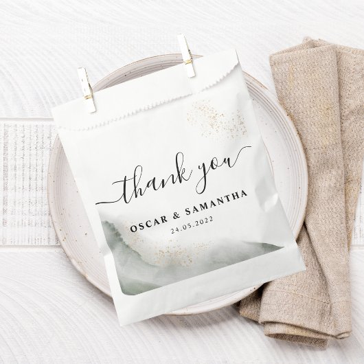 抽象的な水彩グリーンブラシストロークとゴールド フェイバーバッグ