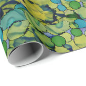 抽象的な水彩グリーン ティール ブルー ラッピングペーパー (ロールコーナー)