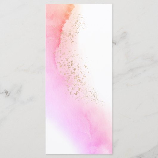 抽象的な水彩ピンクの筆跡とゴールド メニュー (裏面)