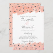 抽象的な水彩ピンクドットのパターン 招待状 (正面/裏面)