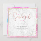 抽象的な水彩波模様のマーブル バット・ミッツヴァー 招待状 (正面)