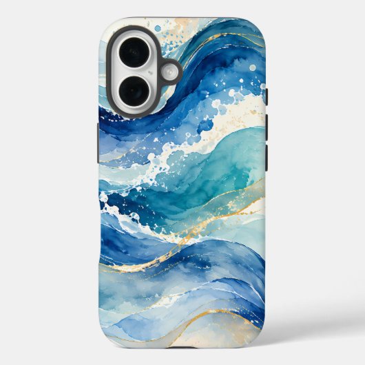 抽象的な水彩海洋波パターン Case-Mate iPhoneケース (裏面)