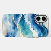 抽象的な水彩海洋波パターン Case-Mate iPhoneケース (裏面 (横))
