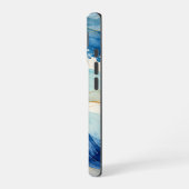 抽象的な水彩海洋波パターン iPhone 16ケース (左側面)