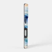 抽象的な水彩海洋波パターン iPhone 16ケース (右側面)