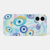 抽象的な水彩画が描かれた夢のような邪眼の模様 iPhone 16ケース (裏面横)