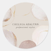 抽象的な水彩画のきらきらとした豪華でエレガントなゴールド ラウンドシール (正面)