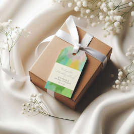 抽象的な水彩画のウェディングシャワーのカスタム感謝メッセージ ギフトタグ