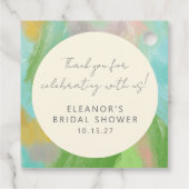 抽象的な水彩画のウェディングシャワーのカスタム感謝メッセージ フェイバータグ (裏面)