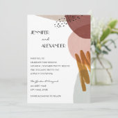 抽象的な水彩画のウェディング 招待状 (スタンド正面)