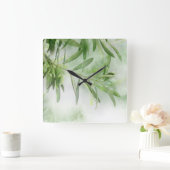 抽象的な水彩画のオリーブの枝 スクエア壁時計 (ホーム)