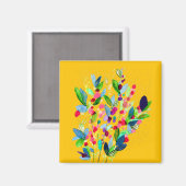 抽象的な水彩画のカラフルな花 マグネット (正面/裏面)