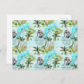 抽象的な水彩画のパームツリー柄 ポストカード (正面/裏面)
