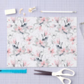 抽象的な水彩画のピンクのミズキの花及びヘビ 薄葉紙 (クラフト)