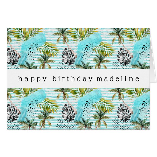 抽象的な水彩画のヤシの木パターン (正面横)