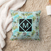 抽象的な水彩画のヤシの木パターン クッション (ブランケット)