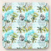 抽象的な水彩画のヤシの木パターン コースター (正面)