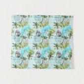 抽象的な水彩画のヤシの木パターン タペストリー (正面(横))