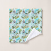 抽象的な水彩画のヤシの木パターン バスタオルセット (ウォッシュタオル)